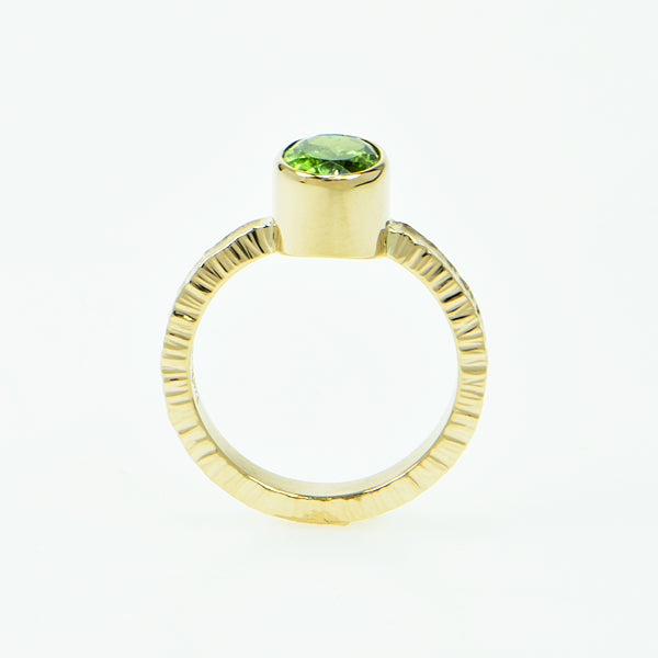 Michael Baksa 14K Gold Light Green Tourmaline Ring