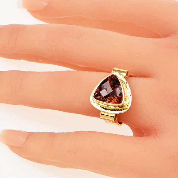 Michael Baksa Bi-Color Rubellite Tourmaline 14K Yellow Gold Ring
