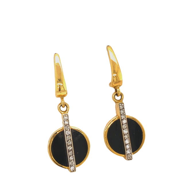 Black Coral and Diamond Earrings