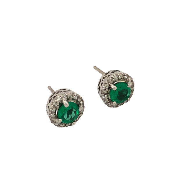 Natural Colombian Emerald Stud Earrings