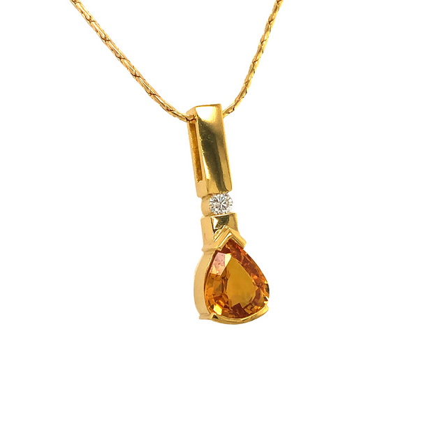 Custom 18k Yellow Gold Citrine and Diamond Necklace