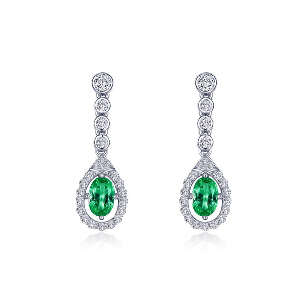 Lafonn Lassaire Emerald and Oval Halo Drop Earrings