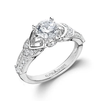 ELMA Designs Round Diamond 18K White Gold Engagement Ring