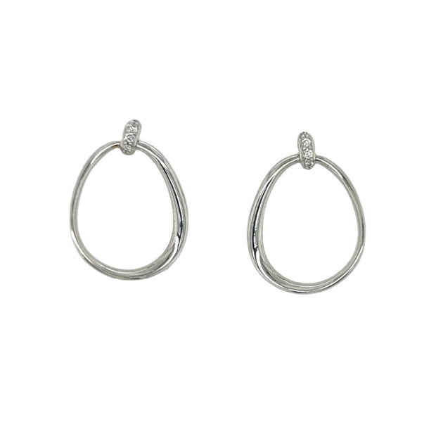 14k White Gold Hoop Earrings with Lab Diamonds