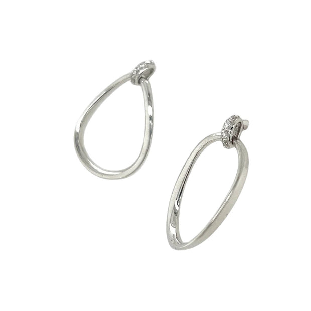 14k White Gold Hoop Earrings with Lab Diamonds