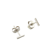 14k Dainty Diamond Bar Stud Earrings