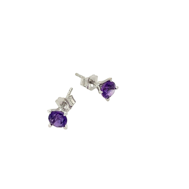 14K White Gold and Amethyst Stud Earrings