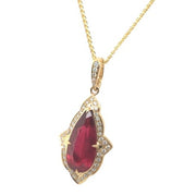 14k Yellow Gold Rubellite and Diamond Necklace