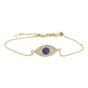 Evil Eye Bracelet with Diamonds and Sapphires in 14K Yellow Gold