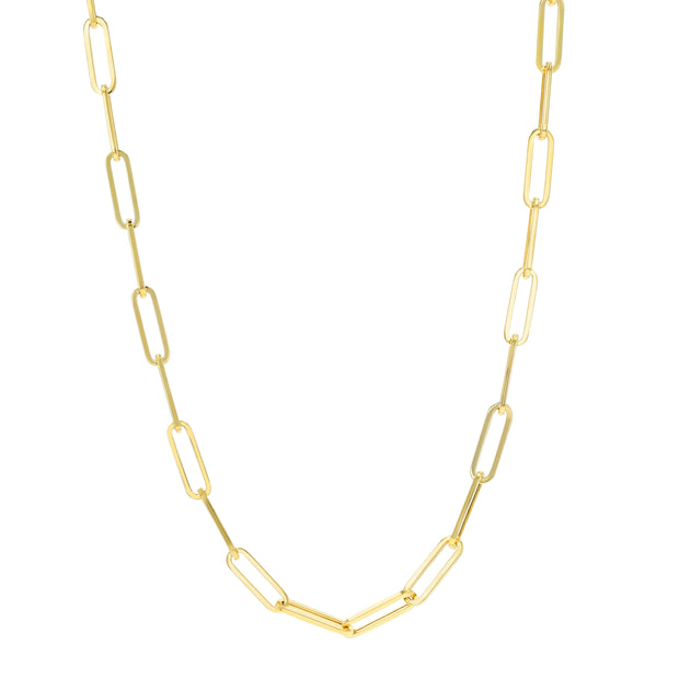 14K Yellow Gold 18" Paperclip Link Necklace