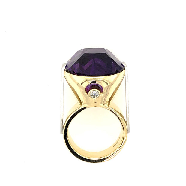 Gordon Aatlo Legacy Collection; 18K Yellow Gold and Platinum African Amethyst Ring