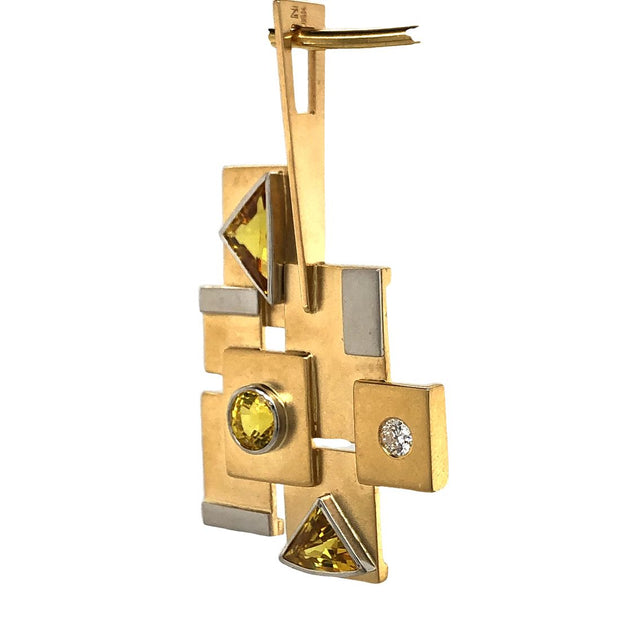 Gordon Aatlo Legacy Collection; 18K and Platinum Yellow Sapphire and Diamond Pendant