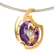 Gordon Aatlo Legacy Collection: 18K Yellow Gold Large Torus Cut Ametrine and Diamond Pendant