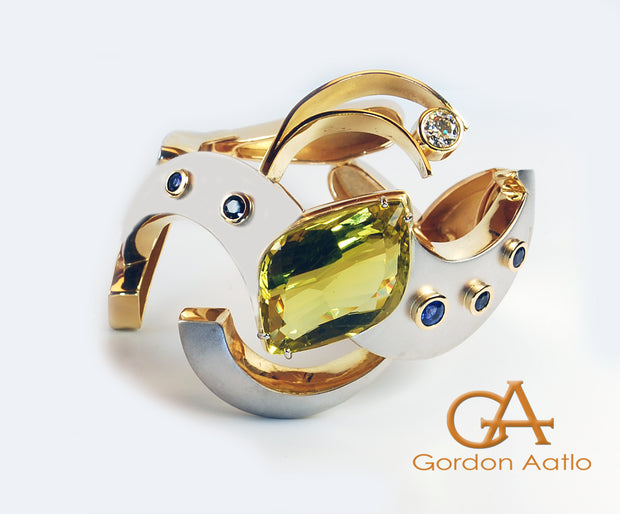 Gordon Aatlo Legacy Collection 18k and Platinum Lemon Citrine, Sapphire and Diamond Bracelet