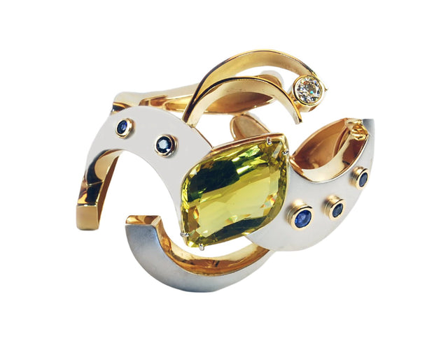Gordon Aatlo Legacy Collection 18k and Platinum Lemon Citrine, Sapphire and Diamond Bracelet