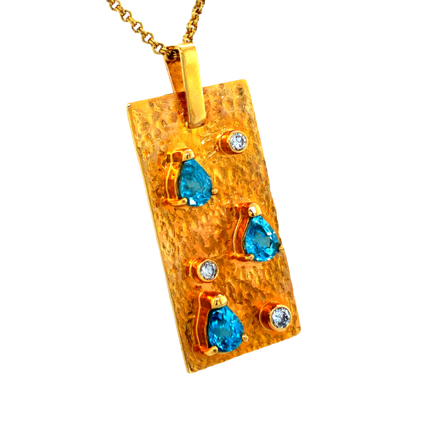 Gordon Aatlo Legacy Collection: Blue Topaz and Diamond Bar Pendant