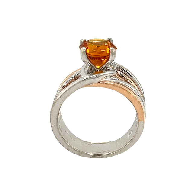 John Bagley Citrine Ring in 14k White and Rose Gold