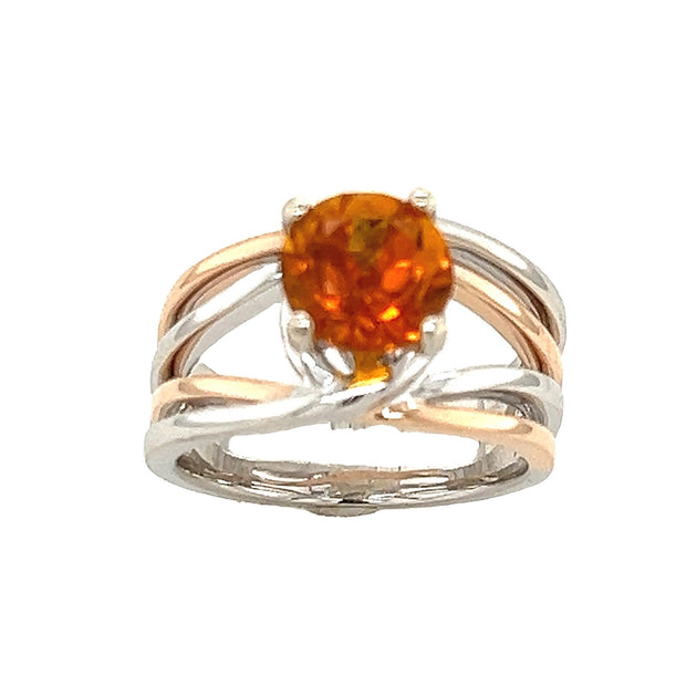 John Bagley Citrine Ring in 14k White and Rose Gold