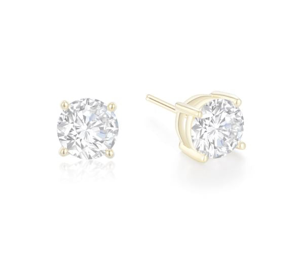 Lafonn 2 CTW 4 Prong Gold Plated Stud Earrings