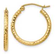 14k Yellow Gold Textured Hoop Earrings