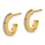 14K Polished Glimmer Infused J-Hoop Post Earrings