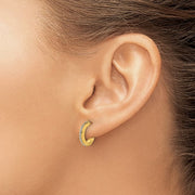 14K Polished Glimmer Infused J-Hoop Post Earrings