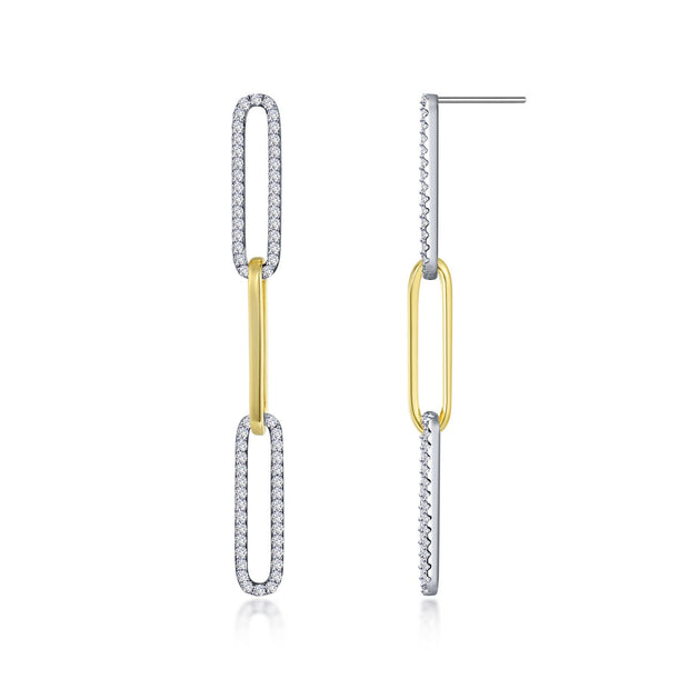 Lafonn Lassaire Diamond Two Tone Paperclip Drop Earrings