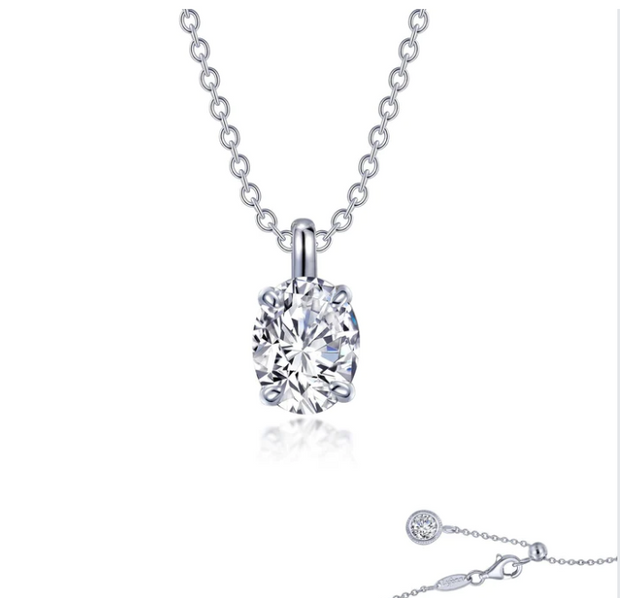 Lafonn Lassaire Oval Diamond Solitaire Necklace - 2 carats