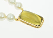 98 ct. Lemon Citrine Cabochon and 15mm Freshwater Pearl Necklace