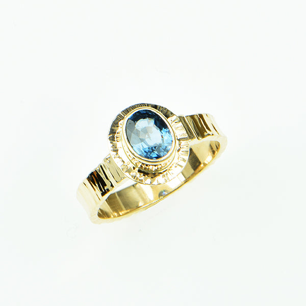 Michael Baksa 14K Gold Blue Ceylon Sapphire Ring