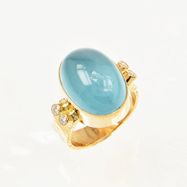 Michael Baksa 14K Gold Aquamarine and Diamond Ring