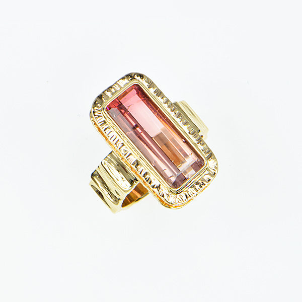 Michael Baksa 14K Gold Pink Bi-Color Tourmaline Ring