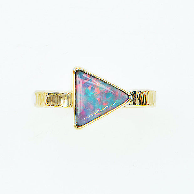 Michael Baksa 14K Gold  Black Opal Doublet Ring