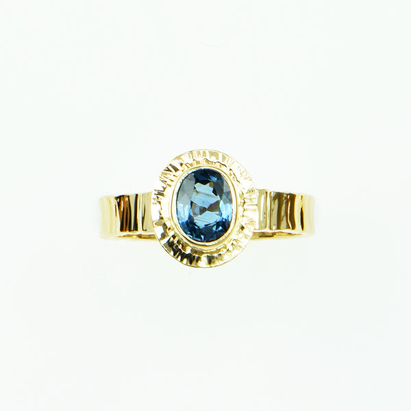 Michael Baksa 14K Gold Blue Ceylon Sapphire Ring