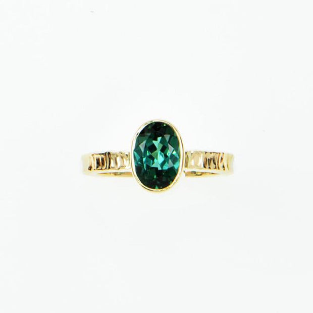 Michael Baksa 14K Gold Faceted Indicolite Tourmaline Ring