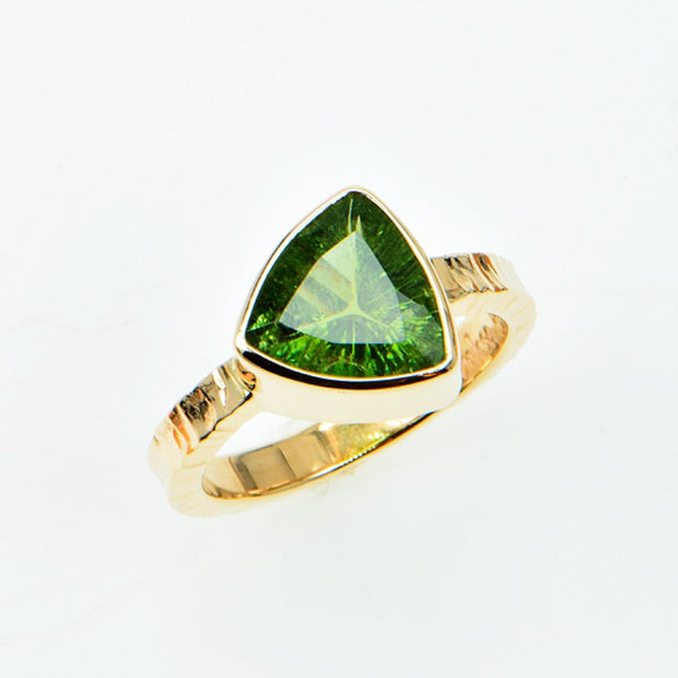 Michael Baksa 14K Gold Forest Green Tourmaline Ring