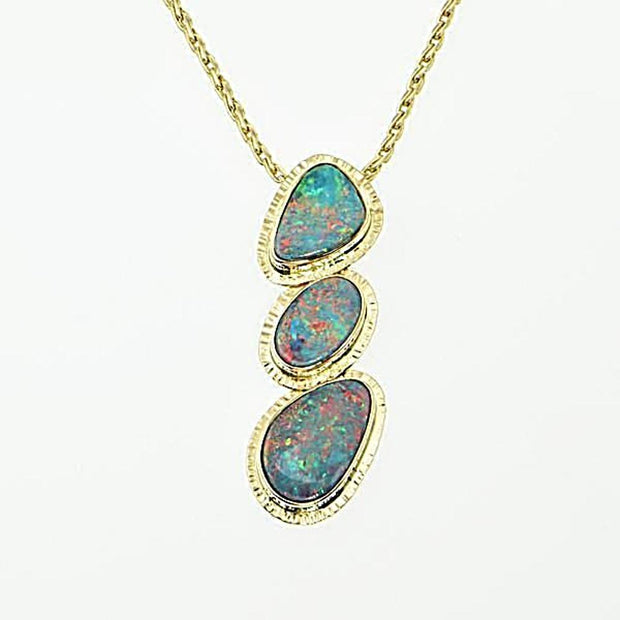 Michael Baksa 14K Gold Gem Grade Black Opal Doublet Pendant
