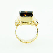 Michael Baksa 14K Gold Honey Pixel Cut Citrine Ring