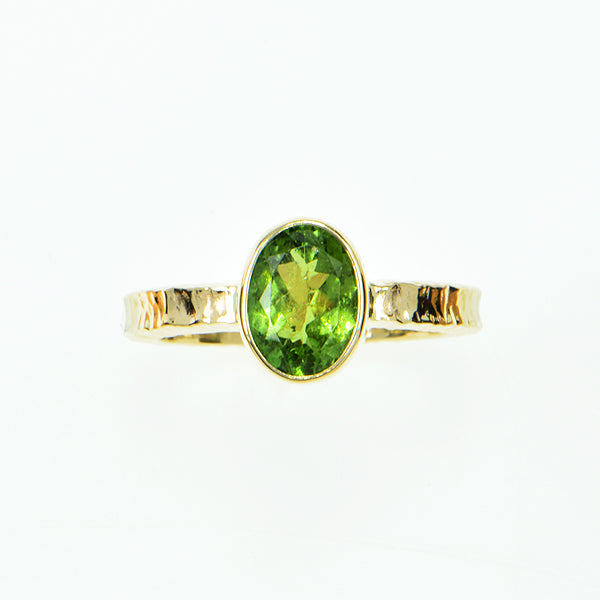 Michael Baksa 14K Gold Light Green Tourmaline Ring