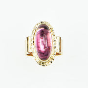 Michael Baksa 14K Gold Large Pink Tourmaline Cabochon Ring