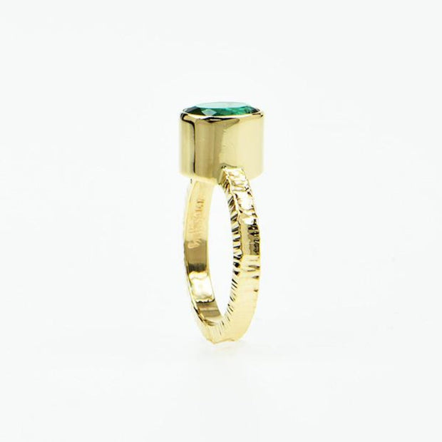 Michael Baksa 14K Gold Faceted Indicolite Tourmaline Ring