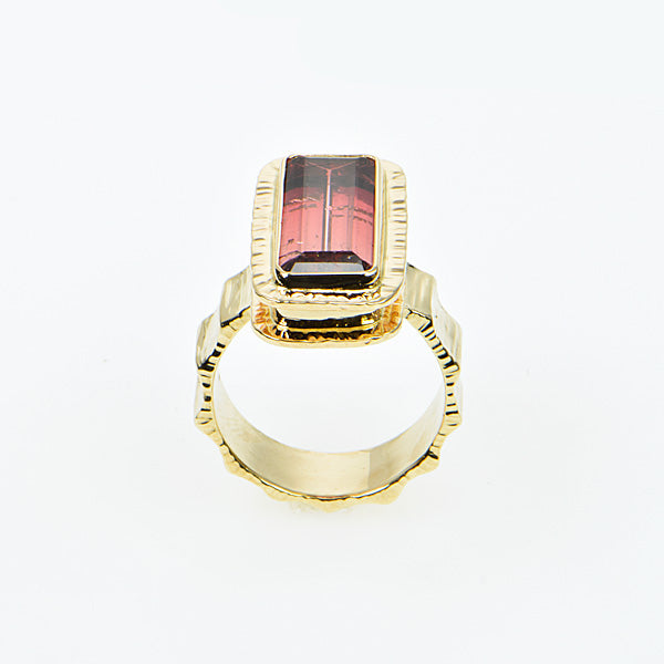 Michael Baksa 14K Gold Pink Bi-Color Tourmaline Ring