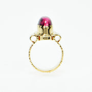 Michael Baksa 14K Gold Large Pink Tourmaline Cabochon Ring