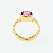 Michael Baksa 14k Yellow Gold Bright Pink Tourmaline Bezel Set Ring