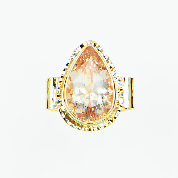 Michael Baksa 14k Pink Salmon Morganite Gemstone Ring