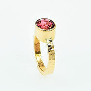 Michael Baksa 14k Yellow Gold Bright Pink Tourmaline Bezel Set Ring