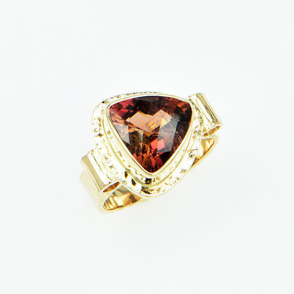 Michael Baksa Bi-Color Rubellite Tourmaline 14K Yellow Gold Ring