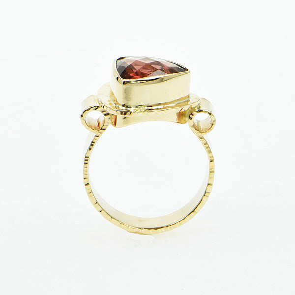 Michael Baksa Bi-Color Rubellite Tourmaline 14K Yellow Gold Ring