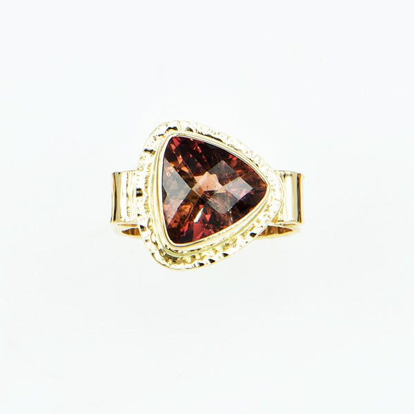 Michael Baksa Bi-Color Rubellite Tourmaline 14K Yellow Gold Ring
