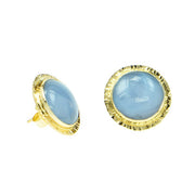 Michael Baksa Blue Chalcedony 14K Yellow Gold Earrings